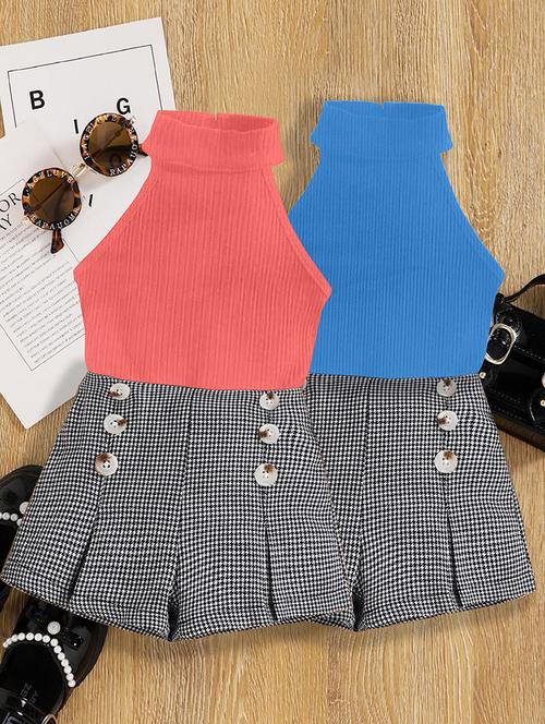 girls pack of 2 halter neck shorts & top set - 21674162 - Very Small Image - 1