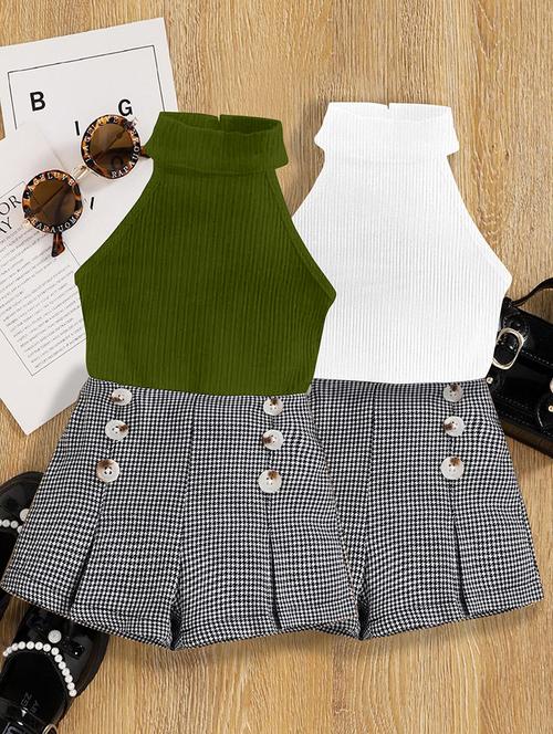 girls pack of 2 halter neck shorts & top set - 21674176 - Very Small Image - 1