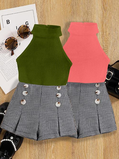 girls pack of 2 halter neck shorts & top set - 21674181 - Very Small Image - 1