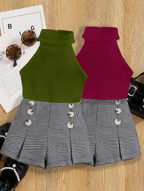 girls pack of 2 top & shorts set - 21674182 - Very Small Image - 1