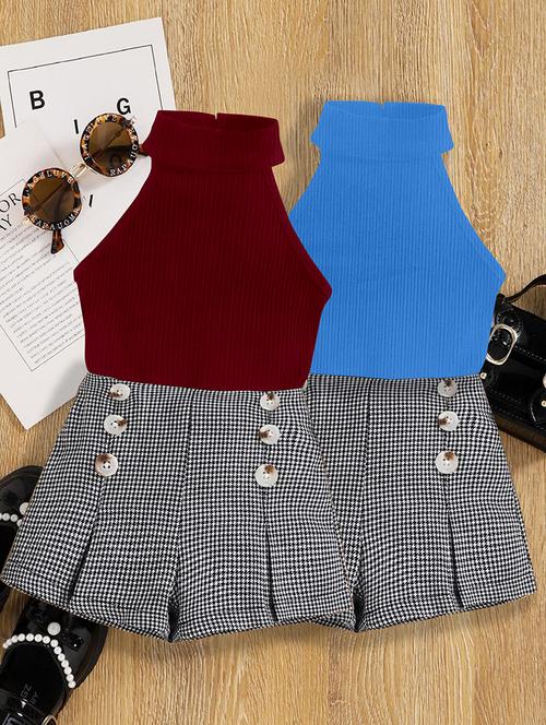 girls pack of 2 halter neck shorts & top set - 21674193 - Very Small Image - 1