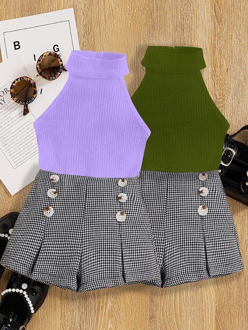 girls pack of 2 halter neck shorts & top set - 21674215 - Very Small Image - 1