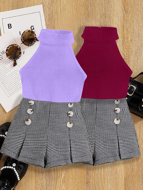 girls pack of 2 top & shorts set - 21674216 - Very Small Image - 1