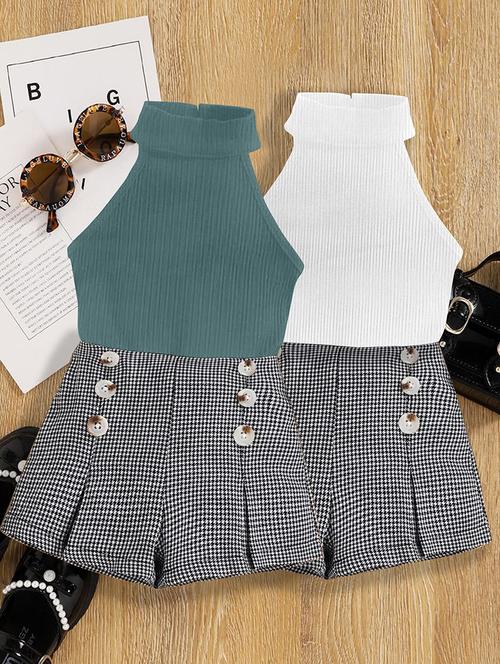 girls pack of 2 halter neck shorts & top set - 21674224 - Very Small Image - 1
