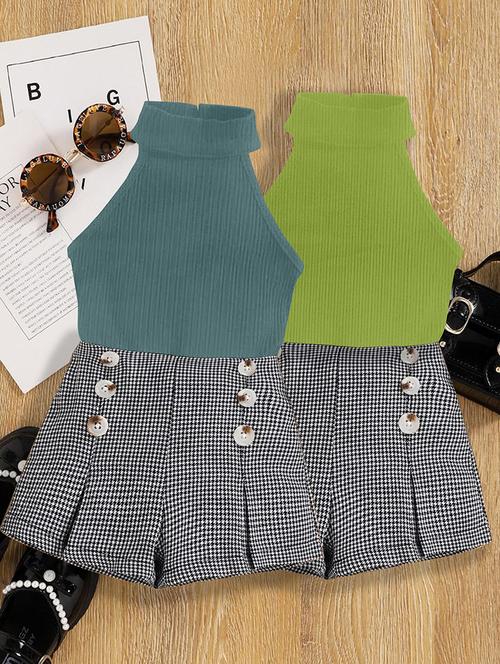 girls pack of 2 halter neck shorts & top set - 21674227 - Very Small Image - 1