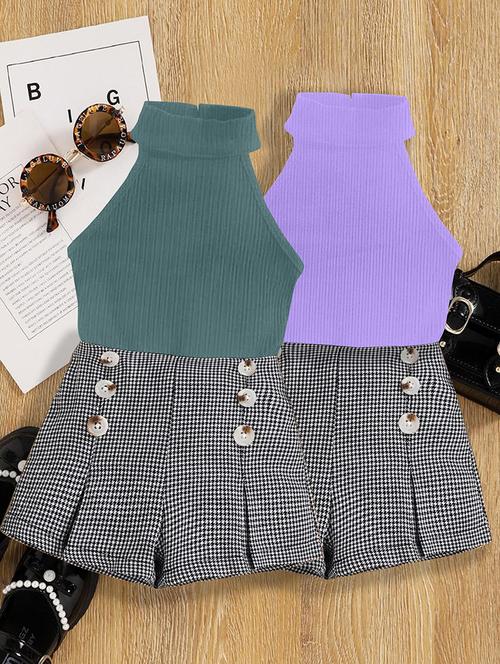 girls pack of 2 top & shorts set - 21674231 - Very Small Image - 1