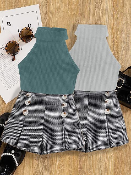 girls pack of 2 halter neck shorts & top set - 21674232 - Very Small Image - 1