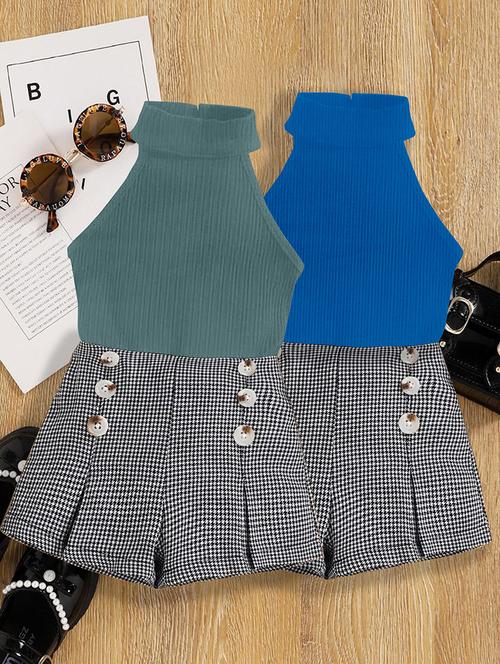 girls pack of 2 halter neck shorts & top set - 21674235 - Very Small Image - 1