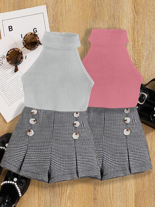 girls pack of 2 halter neck shorts & top set - 21674240 - Very Small Image - 1