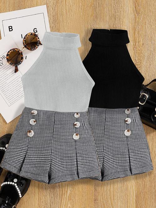 girls pack of 2 halter neck shorts & top set - 21674248 - Very Small Image - 1