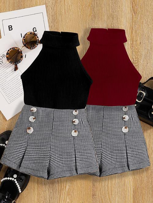 girls pack of 2 halter neck shorts & top set - 21674274 - Very Small Image - 1