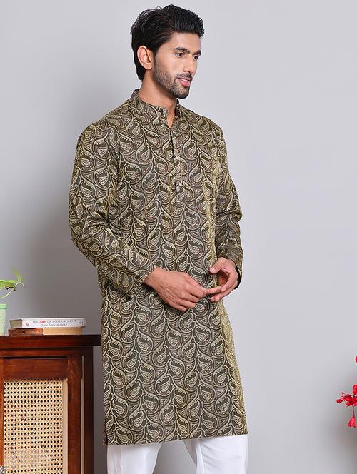 men self desgn mandarin neck long kurta - 21675158 - Very Small Image - 1