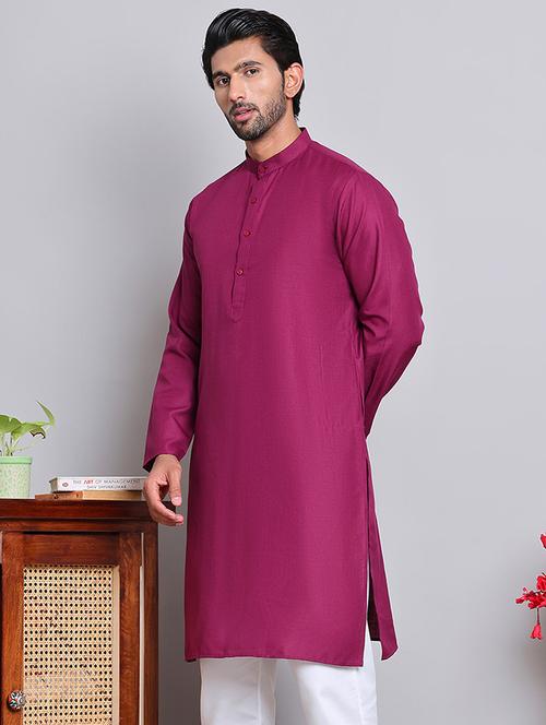 men solid mandarin neck long kurta - 21675166 - Very Small Image - 1