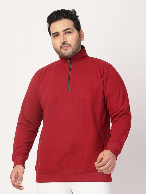 men solid zipper plus size sweatshirt - 21675234 - Very Small Image - 1