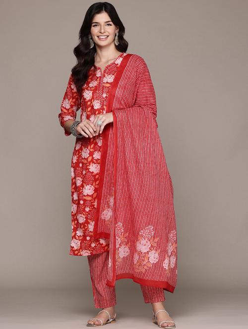 women three quarter sleeve kurta pant with dupatta set - 21675265 - Very Small Image - 1