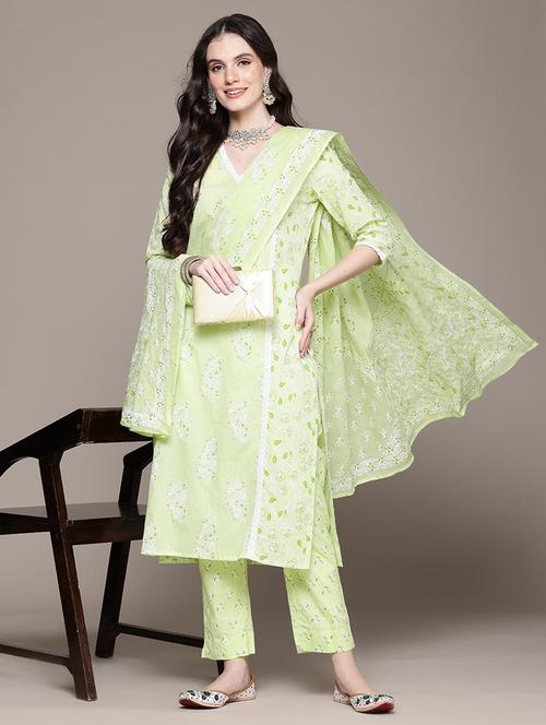 women three quarter sleeve kurta pant with dupatta set - 21675280 - Very Small Image - 1