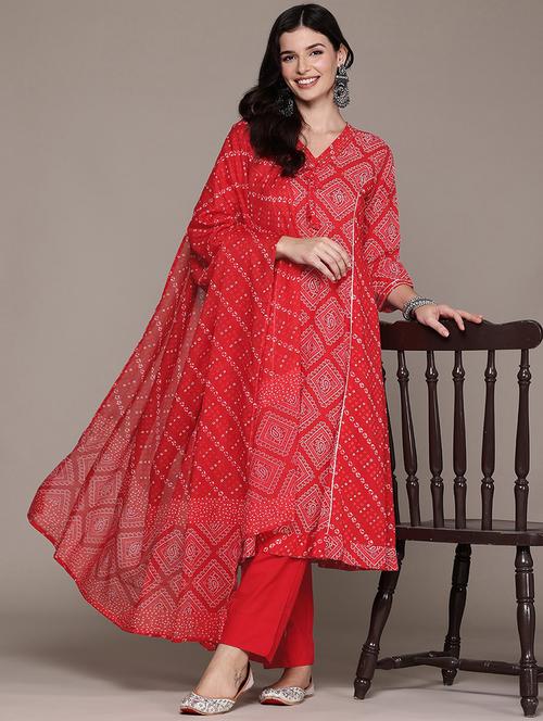 women three quarter sleeve kurta pant with dupatta set - 21675316 - Very Small Image - 1