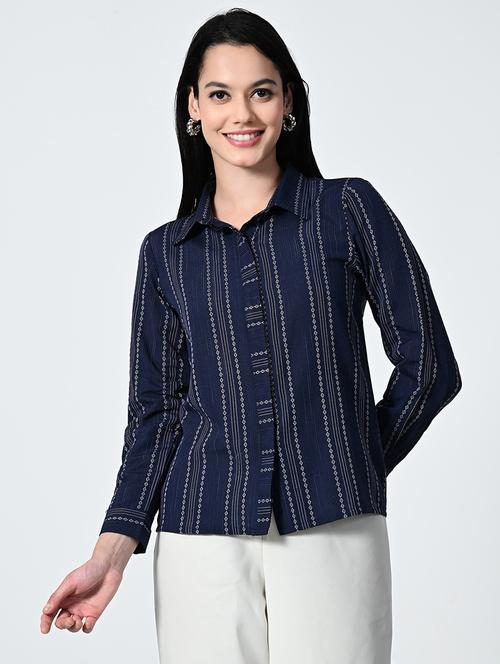 women striped collared regular shirt - 21675520 - Very Small Image - 1