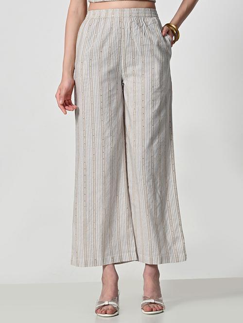 women striped high rise palazzo with pocket - 21675705 - Very Small Image - 1