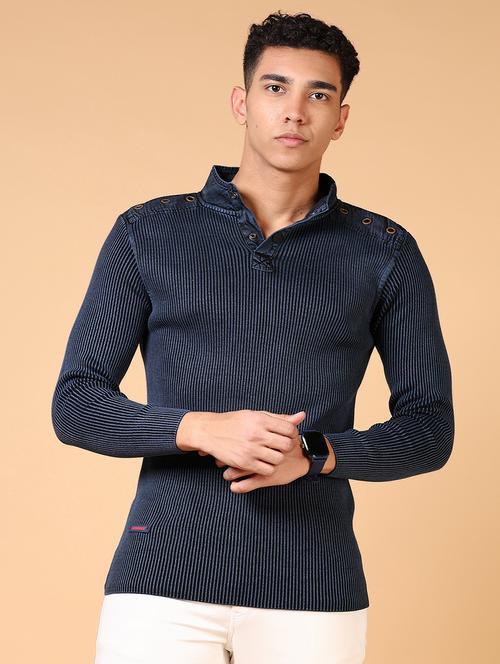 men solid long sleeve pullover sweater - 21676228 - Very Small Image - 1