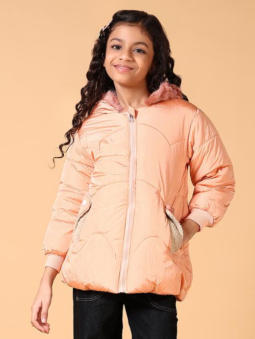 girls peach long sleeve quilted jacket - 21676256 - Very Small Image - 1
