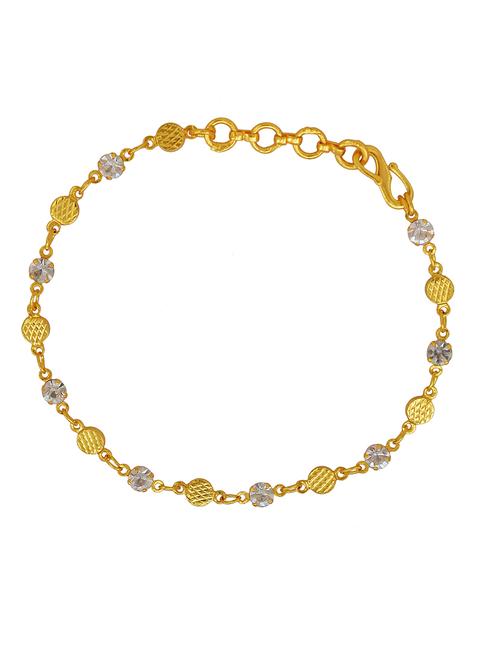 memoir gold plated cz studded round shaped linked stylish light weight fashion bracelet - 21676869 - Very Small Image - 1