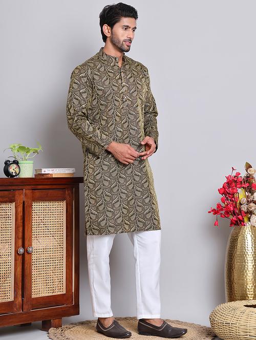 men self design kurta pyjama ethnic wear set - 21676980 - Very Small Image - 1
