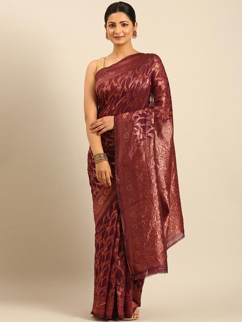 women self design banarasi saree with blouse - 21677320 - Very Small Image - 1
