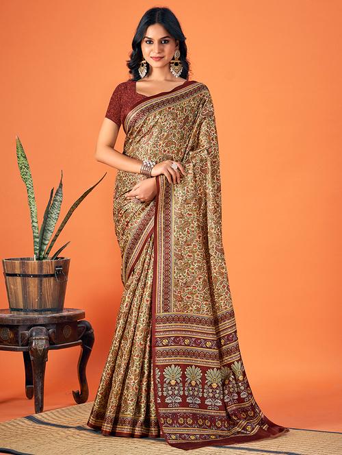 women printed casual wear saree with blouse - 21677388 - Very Small Image - 1