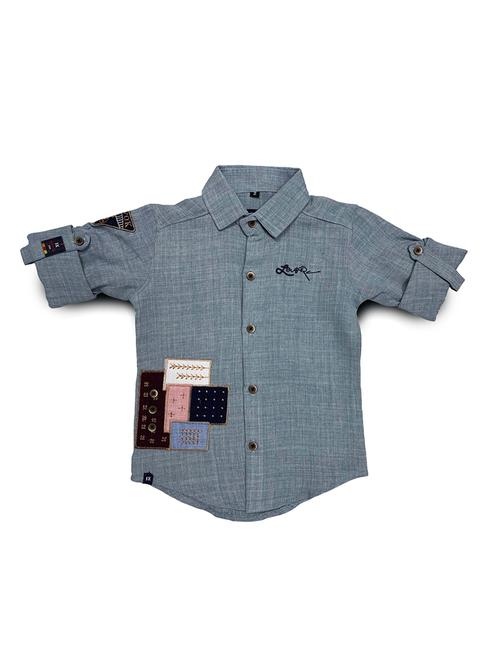 boys grey self design short sleeve shirt - 21677457 - Very Small Image - 1