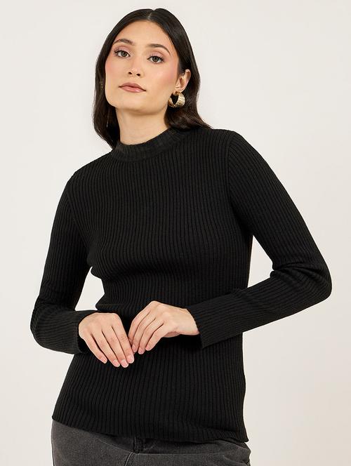 women solid mock neck long sleeves pullover - 21677555 - Very Small Image - 1