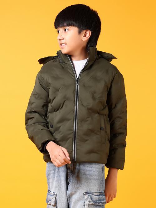boys long sleeves solid quilted jacket - 21677619 - Very Small Image - 1