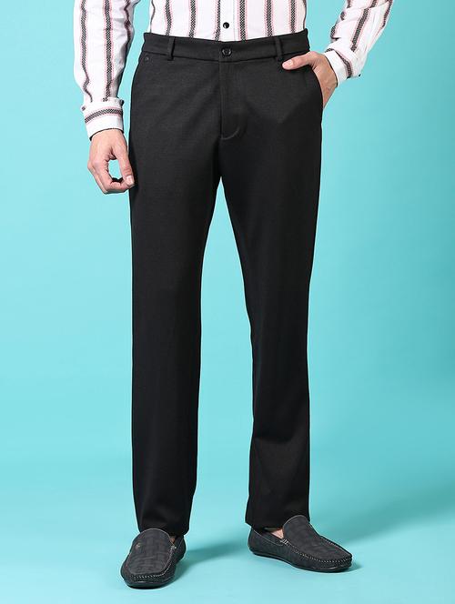 Men Solid Mid Rise Flat Front Chinos - 21677754 - Very Small Image - 1