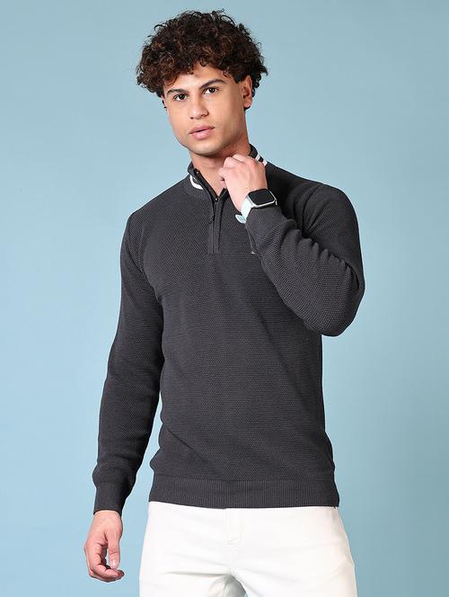 men solid long sleeve pullover sweater - 21678105 - Very Small Image - 1
