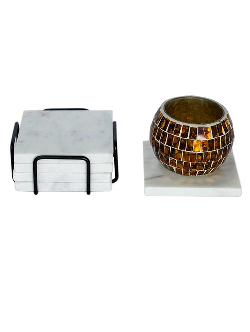 white marble coaster set of 4 pcs - 21678469 - Very Small Image - 1
