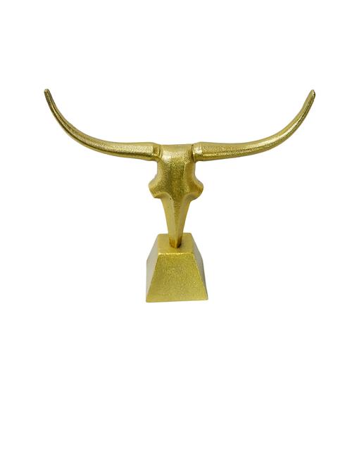 decorative bull's head finished in a rich gold showpiece - 21678493 - Very Small Image - 1