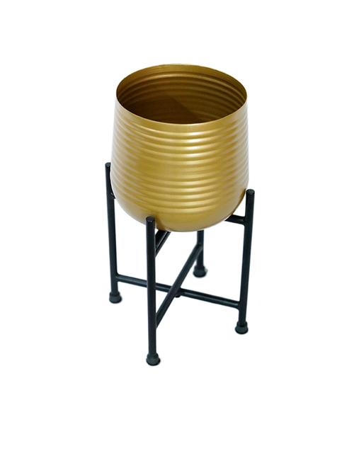modern gold metal floor flower planter with stand - 21678522 - Very Small Image - 1