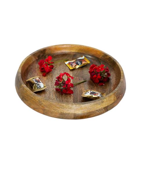 handicraft wooden round serving platter - 21678543 - Very Small Image - 1