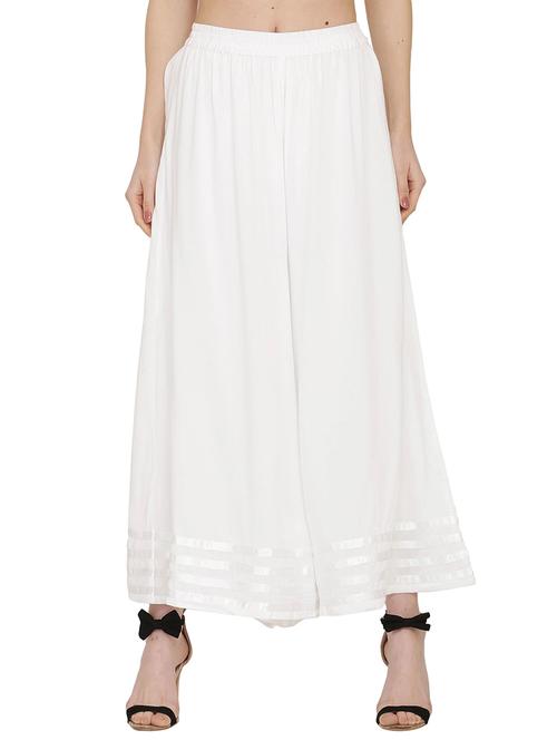 women white solid flared palazzos - 21678610 - Very Small Image - 1