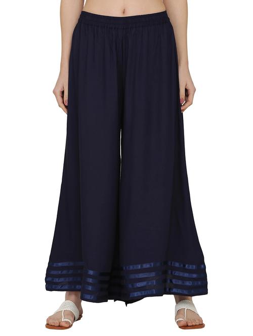 women solid rayon flared palazzo - 21678613 - Very Small Image - 1