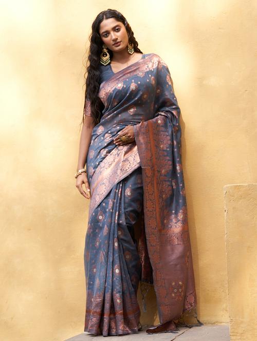 women self design chanderi saree with blouse - 21678619 - Very Small Image - 1
