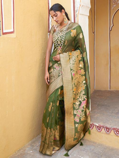 women self design kanjivaram saree with blouse - 21678625 - Very Small Image - 1