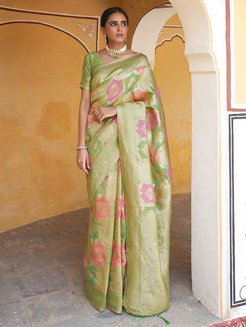 women self design chanderi saree with blouse - 21678626 - Very Small Image - 1