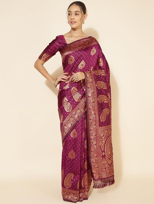 women self design banarasi saree with blouse - 21678632 - Very Small Image - 1