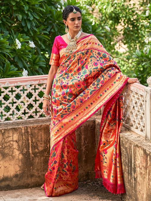 women self design paithani saree with blouse - 21678635 - Very Small Image - 1