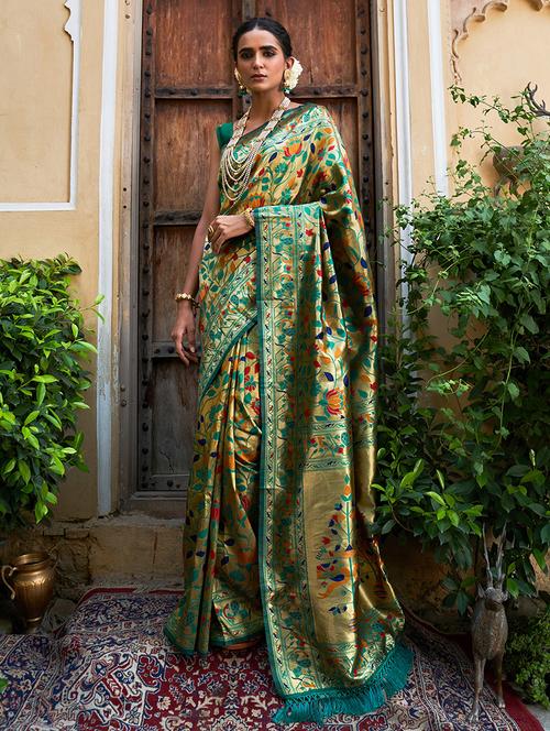 women self design paithani saree with blouse - 21678636 - Very Small Image - 1