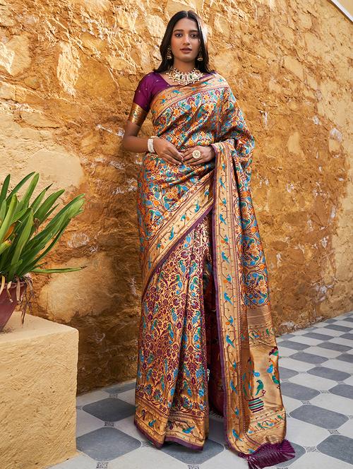 women self design paithani saree with blouse - 21678638 - Very Small Image - 1