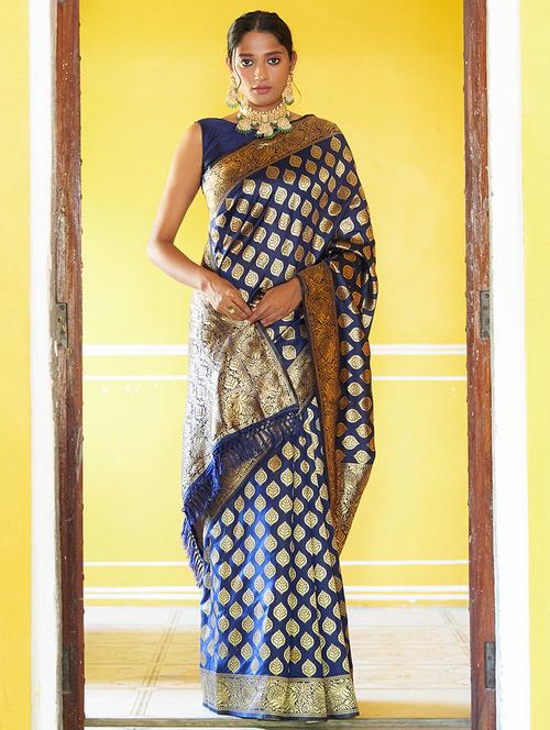 women self design banarasi saree with blouse - 21678641 - Very Small Image - 1