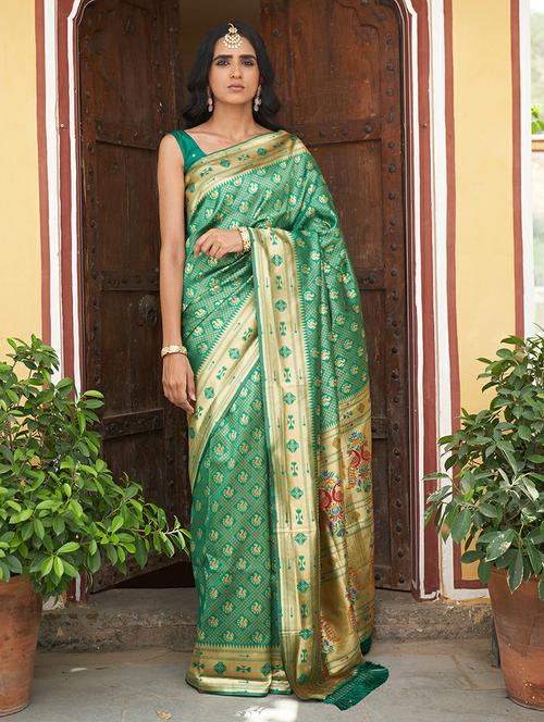 women self design paithani saree with blouse - 21678655 - Very Small Image - 1