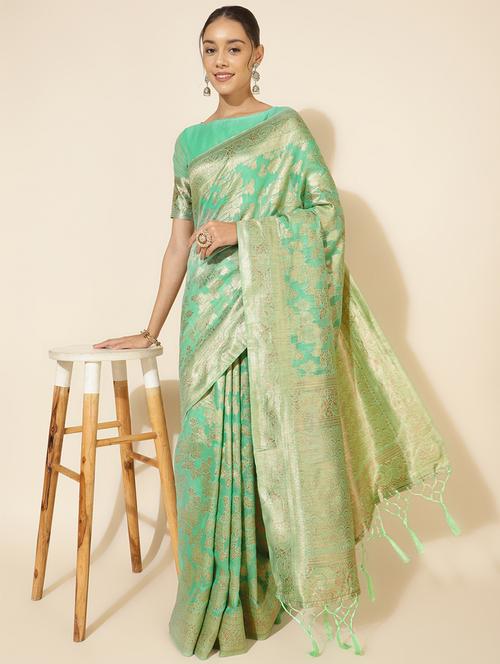 women self design chanderi saree with blouse - 21678661 - Very Small Image - 1